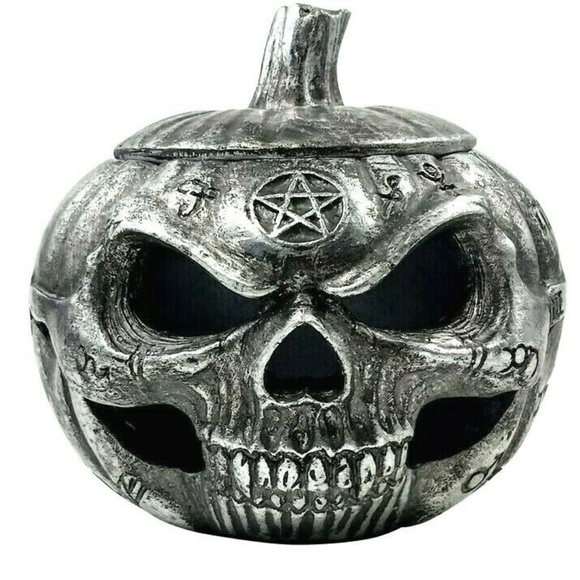Alchemy Gothic Other - DISCONTINUED!!!  Alchemy Gothic Halloween Pumpkin Skull Pot Trinket Box